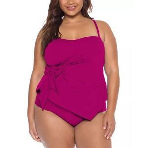 Becca Swim 2 ‑Piece Wrap Tankini Bottoms Women 1X Pomegranate Slimming Beach New